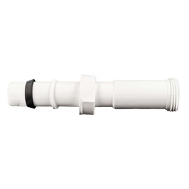 tecuro Extension pipe, overflow connection pipe, diameter 25 x 165 mm with 1 inch nut and wedge seal, plastic, white