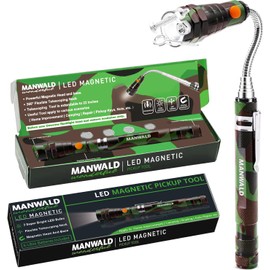 LED Magnetic Pickup Tools, Gifts for Him Men Kids, Telescoping Magnetic Flashlights with Extendable Magnet Stick, Fathers Day Dad Gifts from Daughter Wife Son, Birthday Gifts for Men, Camouflage