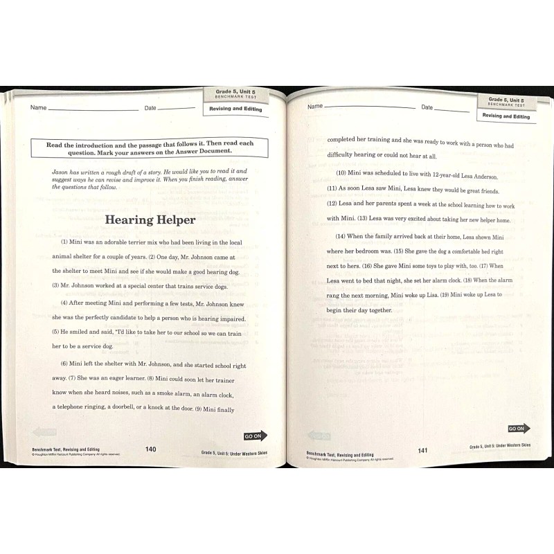 5th Grade - JOURNEYS - Benchmark & Unit Tests -