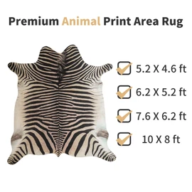 Guyekobe Large Zebra Rug10x8 ft Beige and Brown Area Rugs for Bedroom Living Room Dining Room Animal Rug Non-Slip No Fur