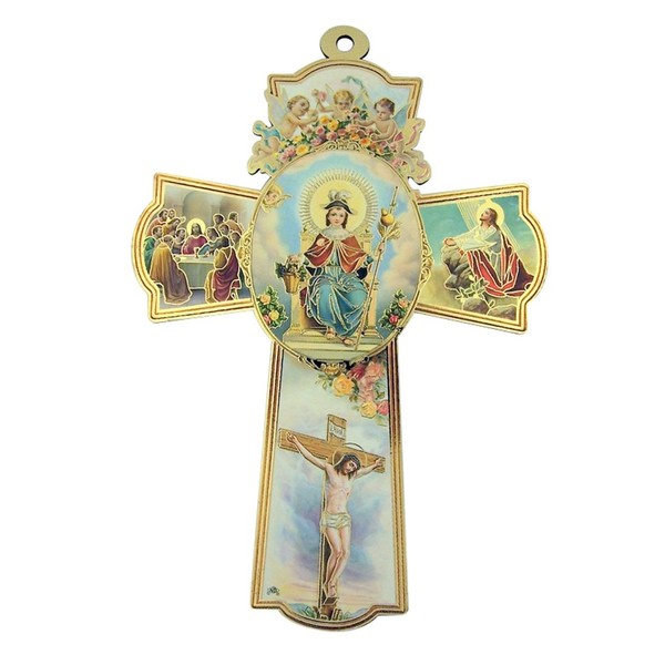 Religious Gifts Holy Child Jesus Christ Santo Nino de Atocha Wooden Wall Cross Crucifix (8 1/4 Inch)