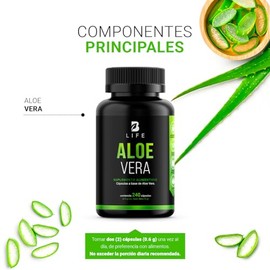 Extracto de Aloe Vera de 240 Cápsulas de Gel 600 mg por porción. Ingredientes naturales. Aloe Vera B Life.