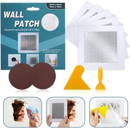 Tahikem 4'' by 4'' Drywall Repair Patch, 5 Pcs Wall Patch Repair Kit, Self Adhesive Wall Mesh Repair, Large Hole Patch for Drywall, Sheet Rock Patch, Aluminum Metal Sheetrock Ceiling Dry Wall Patch