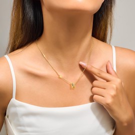 LILIE&WHITE Gold Initial Necklaces for Women Gold Heart Necklace Cute Pendant Necklace Heart Initial K Necklace Dainty Women Jewelry Mother’s Day Gift Gold Necklaces Letter Name Choker Necklaces