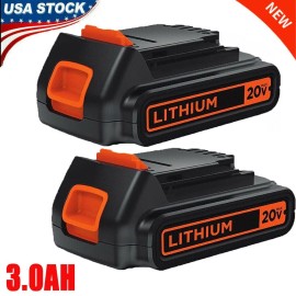 BLACK+DECKER 2Pack LithiumBattery  replace for Black and Decker 20 Volt LBXR20 LBX20 3000mAh