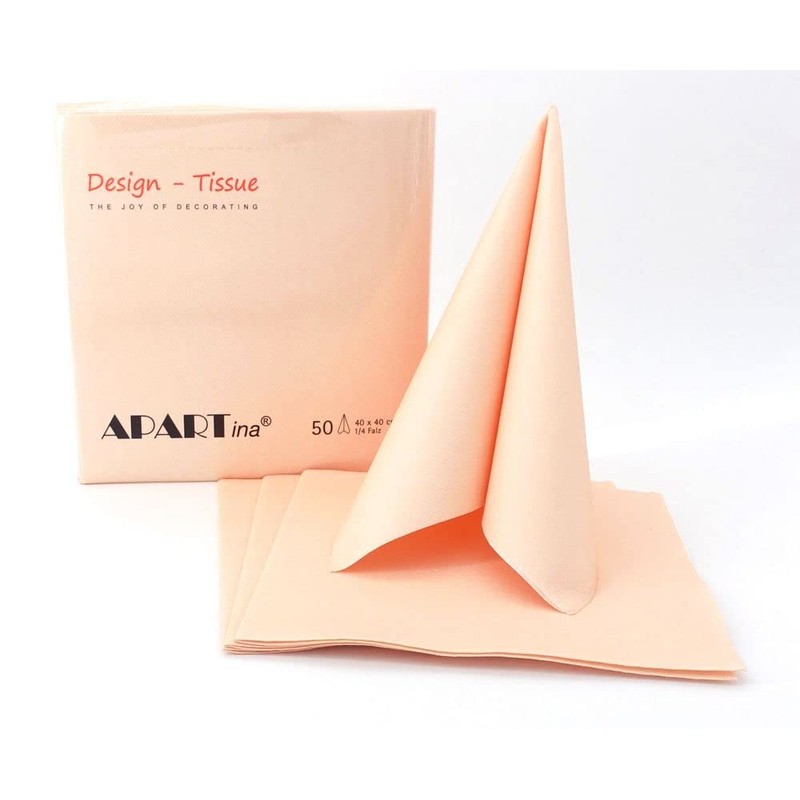 50 Apartina Napkins Fabric-Like Airlaid, Plain, Bleached Apricot, Size 40
