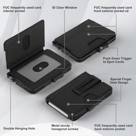 tizmuo Wallet for Men, Slim Wallet for Men with Money Clip, Pop Up Card Case, RFID Blocking Bifold Wallets, Minimalist Leather Slots Credit Card Holder, Stonewashed Black, Minimalist