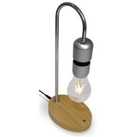 Magnetic Levitating Bulb Lamp - Cool Floating Lamps for Office and Home Decor -Magnetic Levitation Night Light, 6.3” x 4.3” x 14.4”, Chrome/Silver