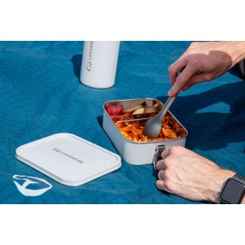 Lifeventure Stainless Steel Lunch Box; Mess Tin Container for Food, Light Grey