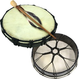 New Age Source Bodhrn, Natural Animal Skin Frame Drum, 10 Inches, Unfinished, Comes with Stick