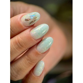 Dan's Nails – Crystal Lagoon Glow Rubber Base Gel Polish | Teal Iridescent Glitter | Soak off UV/LED Lamp