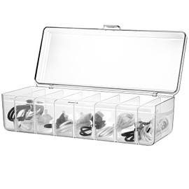 Cable Storage Box, PET Cable Organiser Box, Charging Cable Organiser with 8 Compartments, for Practical Cable Protection, Cable Storage and Sorting