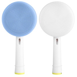 Facial Cleansing Heads Compatible with Electric Toothbrushes (Pack of 2: Blue and White)