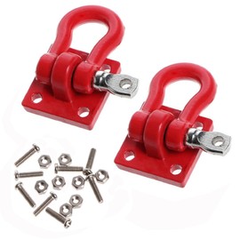 ShareGoo Metal Climbing Trailer Tow Hook Hooks Buckle Winch Shackles Accessory for 1/10 Scale RC Crawler Truck D90 SCX-10 Climbing Car,Red