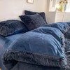 chovy Faux Fur Navy Blue Comforter Cover Duvet Cover King