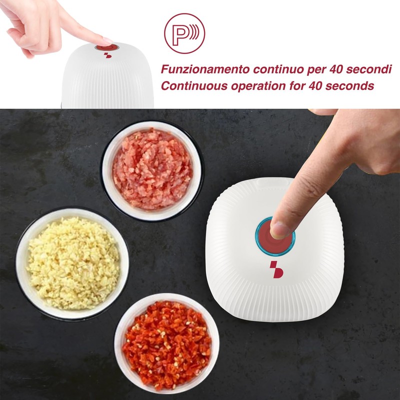 BEPER P102ROB051 Mini Tritatutto Ricaricabile, Tritatutto Senza Filo da 350