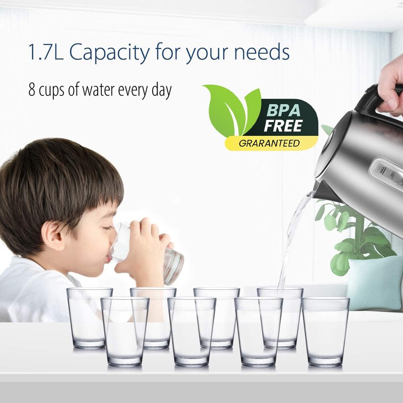 COMFEE' Stainless Steel Electric Kettle, 1.7 Liter Tea Kettle Electric