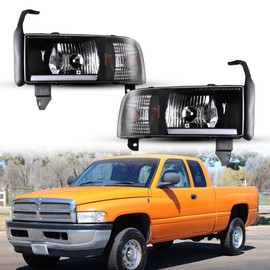 Nixon Offroad Headlights for Dodge Ram 1500 2500 3500 1994-2002 Head Lights Assembly LED Projector DRL Replacement Turn Signal Lights High Low Beam 1 Pair (Matte Black Housing/Clear Lens)