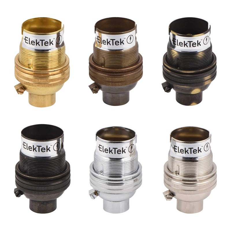 ElekTek Unswitched Lamp Holder B22 BC Bayonet Cap with Shade