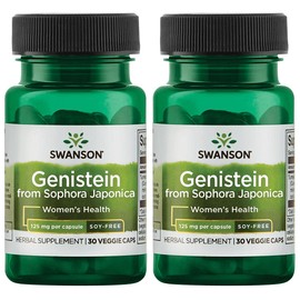 Swanson Soy-Free Genistein - Plant-Based Natural Supplement for Women - Comfort & Balance - (60 Veggie Capsules, 125mg Each) 2 Pack