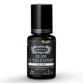 Super Fast Dry Super Strong Eyelash Extension Glue Glam Ultra Expert Volume 5ml/Black Glue/Dry Time 1-2 Seconds / Lasts Up to 7 Weeks / Latex Free