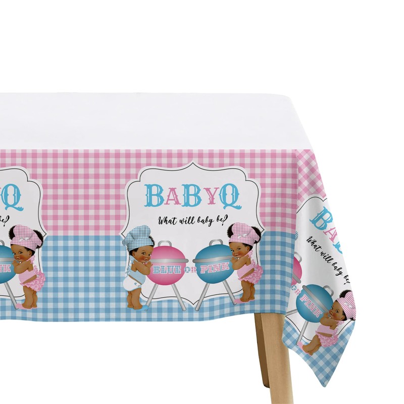 Suhelkit Baby Q Gender Reveal Decorations Tablecloth Party Supplies, 3