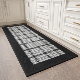 Zamo Anti-Fatigue Kitchen Mat, Non Slip Kitchen Rugs with Memory Foam, Absorbent Runner Mat for Floor, Standing Mats for in Front of Sink, Door, Laundry, Entryway, Hallway (Black, 47" × 17.3")