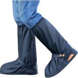 Waterproof Shoe Covers Rain Boot Shoe Cover Reusable & Foldable Shoe Cover for Rain With Non-Slip,Reflector Men and Women (Black, L)