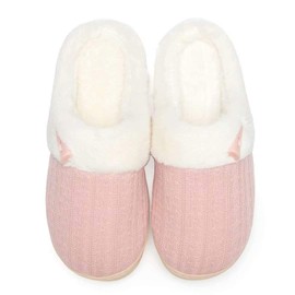 NineCiFun Women's Winter Slippers, Warm, Comfortable, Plush, Memory Foam, Non-Slip, Indoor - Pink, size: 40/41 EU