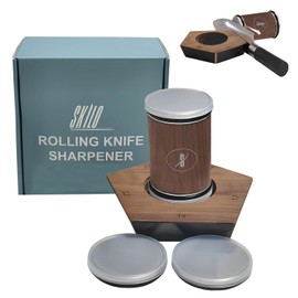 SKILO 5-Sided Magnetic Angle Kitchen Rolling Knife Sharpener Kit - Provides Stability and Safety - Stainless Magnetic Knife Sharpener for Razor Sharp Edges of Kitchen Knives, Chef Knife, Etc