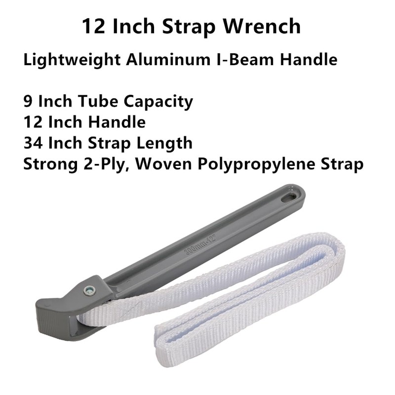 HOMEGOAL 12 Inch Handle Strap Wrench, Adjustable Anti-sliding Pipe Wrench,