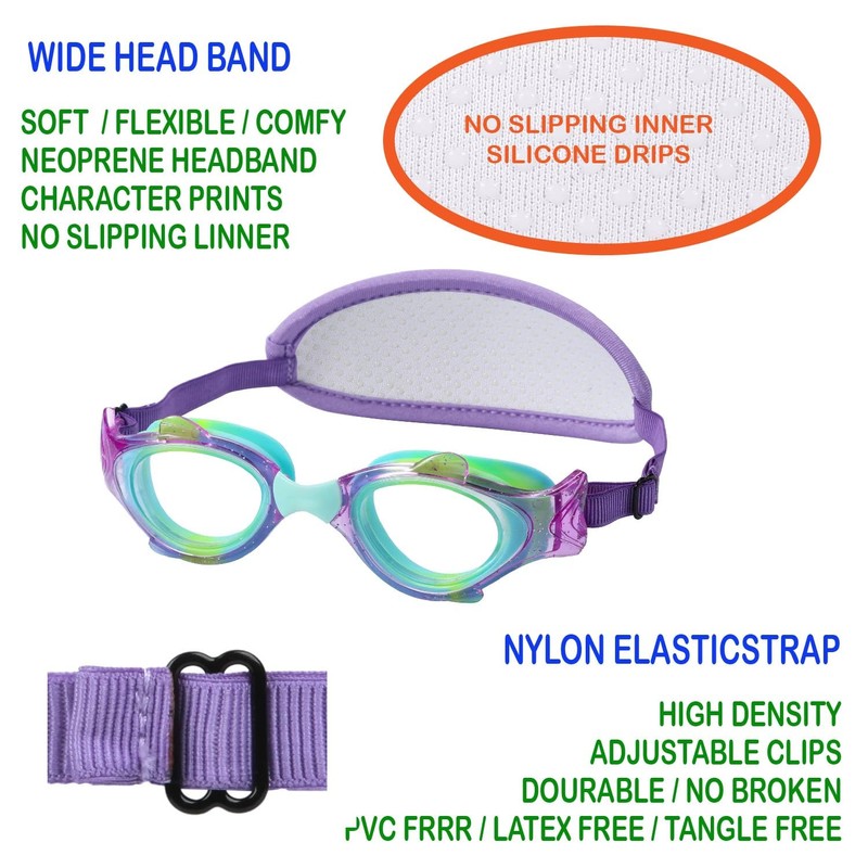 RUIGAO Kids Goggles Age 2-6, Swim Goggles Fabric Strap No