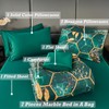 ANGIYUIN 3D Marble Printed Emerald Green Comforter Set Full, 7Pcs