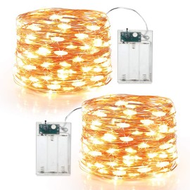 ANJAYLIA Fairy Lights, 16.4ft 50 LED Mini String Lights Battery Operated Firefly Starry Lights for Wedding, Bedroom, Party, Christmas, Warm White 2 Pack