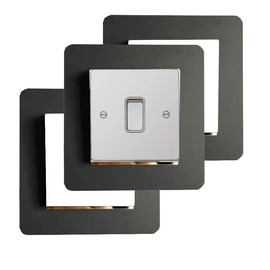 3 Count Acrylic Single Luxury Simple Modern Light Switch Surround Socket Switch Sticker Cover Solid Color - Dark Grey