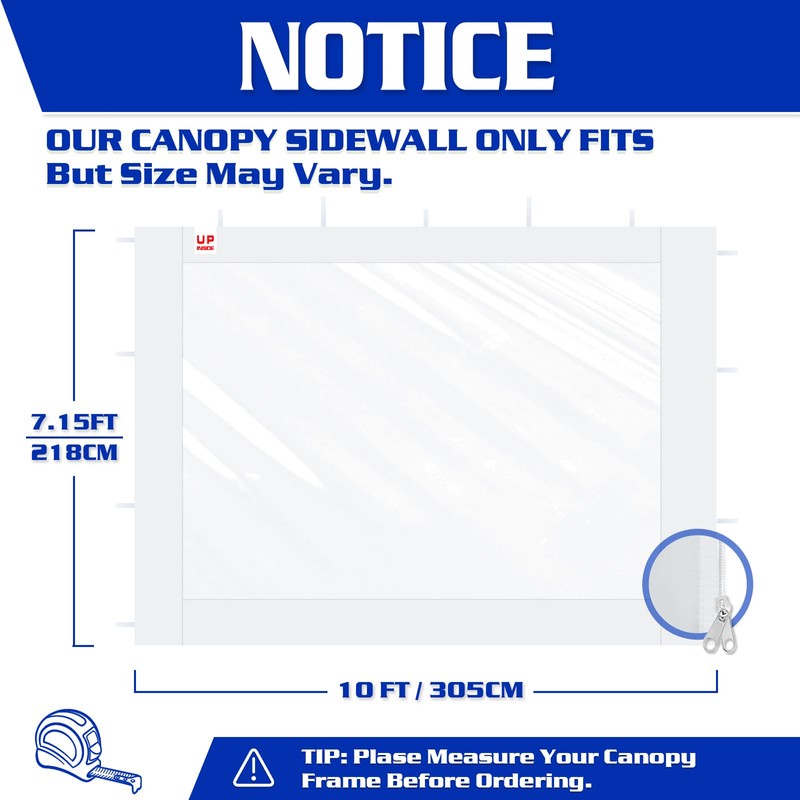 FANPAT 3Pcs Clear Canopy Sidewalls for 10x10 Pop Up Tent,