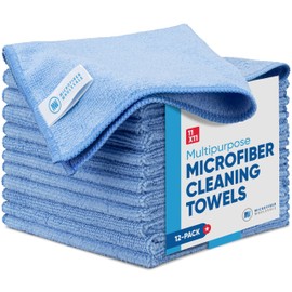 Microfiber Cleaning Cloths (12 Pack) - 11" x 11" Reusable Towels, Wash Rags, Dust Cloth, All-Purpose: Kitchen, Dish, Cars, Shop, Glass (Blue)