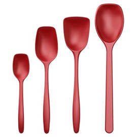 Rosti Classic Cooking Spoon Set of 4, High-Quality Kitchen Utensil Set with 3 Cooking Spoons and 1 Baking Spoon, Made of Plastic, Heat Resistant, Shatterproof, Dishwasher Safe, Red