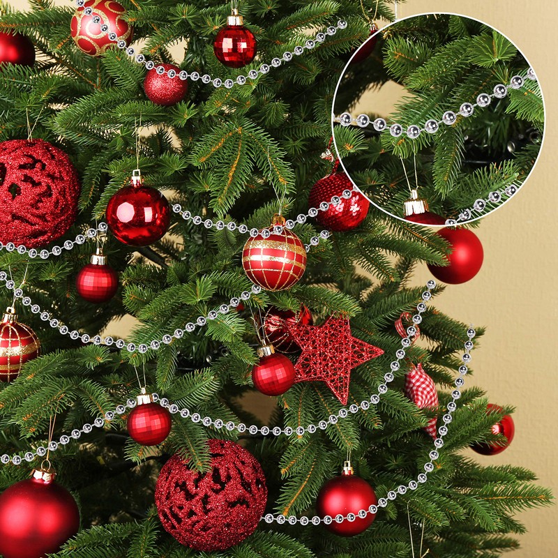 Belle Vous Christmas Bead Garland -5mm Silver Xmas Bead Chain
