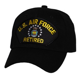 TOP HEADWEAR Men's Retired Military Veteran Hat - Adjustable Hook & Loop Baseball Cap, US Air Force