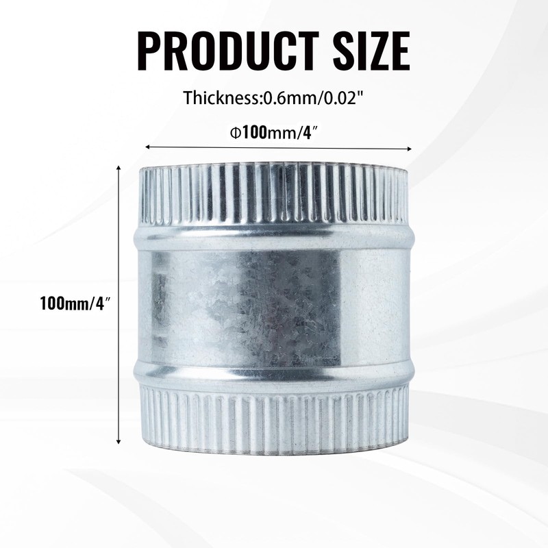ZOWZEA 3 Inch Round Galvanized Steel Duct Connector - Metal