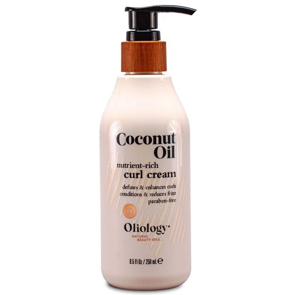 Oliology Coconut Oil Curl Cream - Defines and Enhances Curls | Conditions and Reduces Frizz | Paraben Free (8.5 fl oz)