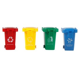 Garbage Bin 4Pcs Miniature Trash Can Bin Classification Toy, Pen Holder and Unique Tiny Size Recycle Can Set, Vehicles Garbage Can Recycling Bin