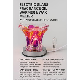 Jane Bernard Electric Glass Fragrance Oil Warmer & Wax Melter with Adjustable Dimmer Switch – Air Freshener & Candle Wax Burner for Home or Office