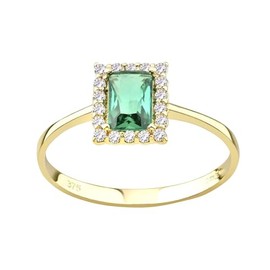 Old English Jewellers 9ct Yellow Gold Emerald Cut Green Emerald Ring size J K L M N O P Q R S (J)
