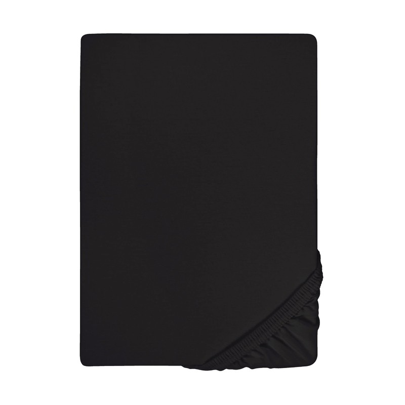 Biberna 77144/001/040 Jersey stretch fitted sheet, black, 90 x 190