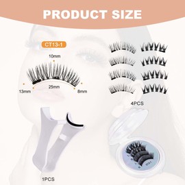 JYNVO Pack of 2 Magnetic Eyelashes Magnetic Lashes Natural Reusable with Accessories - No Glue, Easy to Use, for Everyday Use, Celebrations