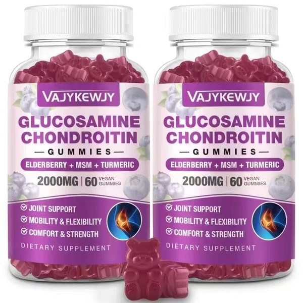 VAJYKEWJY 2 Packs 2000mg Glucosamine Chondroitin Gummies, Extra Strength Glucosamine