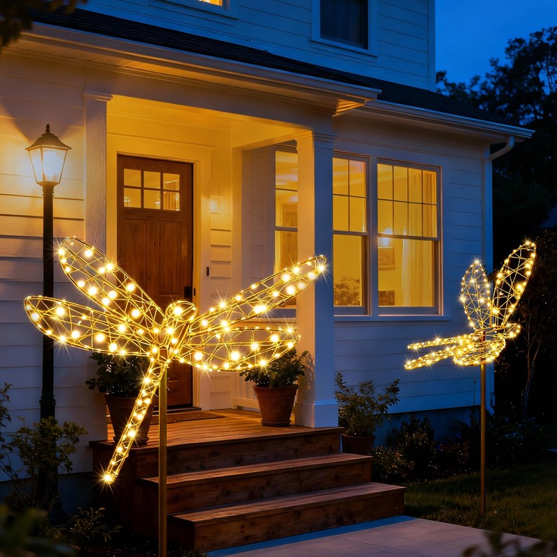 Flacchi Solar Garden Lights Outdoor Waterproof - Dragonfly Decor with