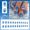Winter Press on Nails Christmas Short Square Fake Nails Blue
